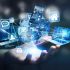 Tech devices and icons connected to digital planet earth